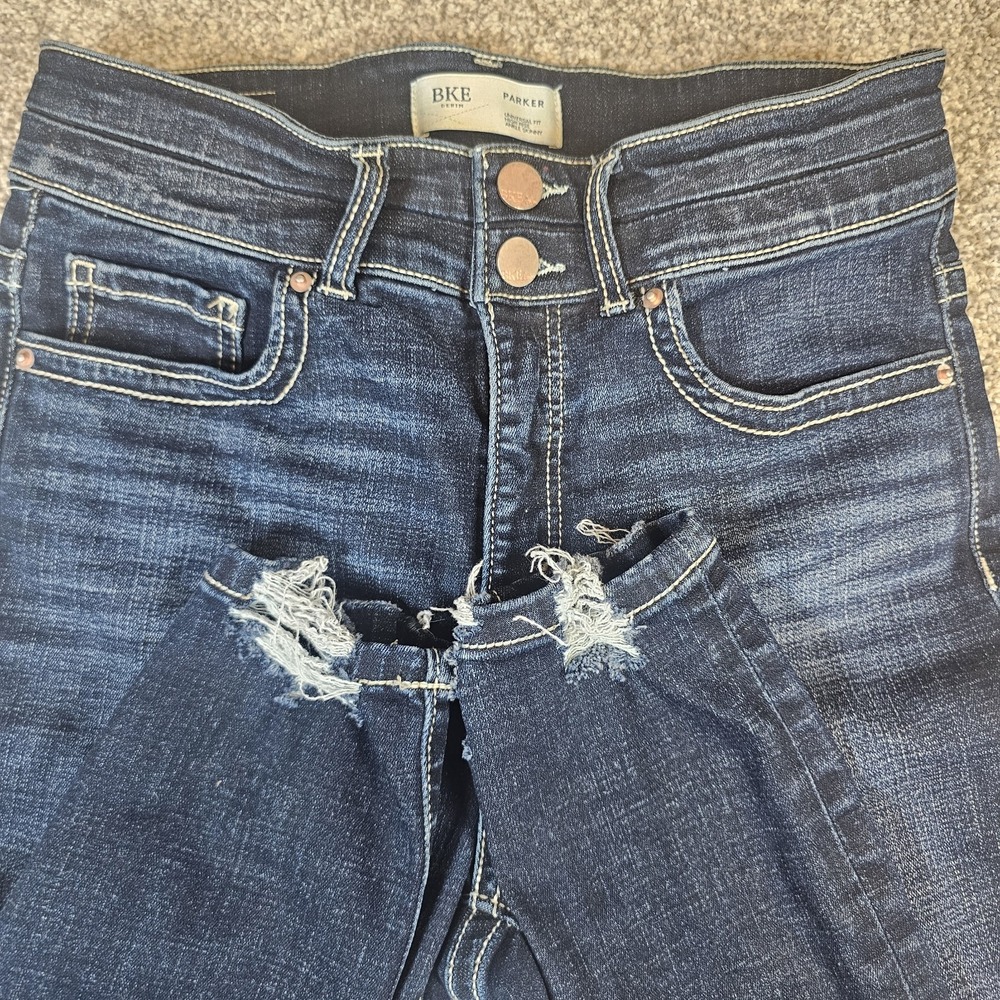 BKE Jeans Parker High Rise Ankle Skinny Distressed Womens 27x29 Universal Fit